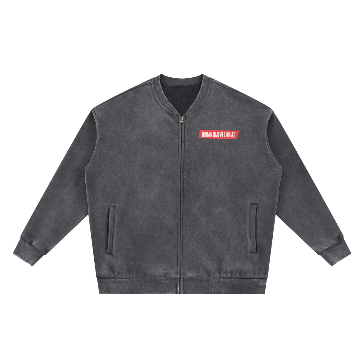 Vintage Washed Fleece Baseball Jacket